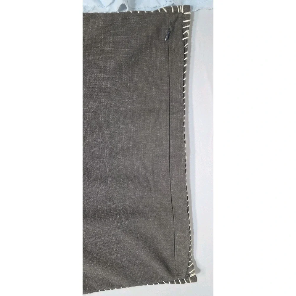 PotteryBarn Shabby Chic Ruffle Lt Blue Gray Embroidered Cotton Pillow Covers NEW